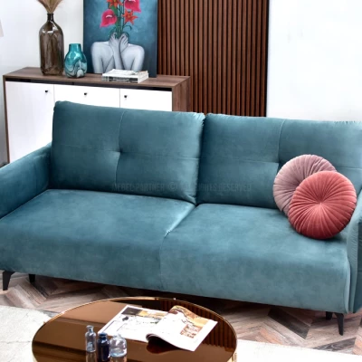 Schlafsofa MIGDALIA – Türkis/Schwarz