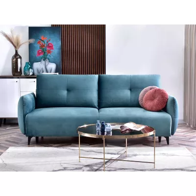 Schlafsofa MIGDALIA – Türkis/Schwarz