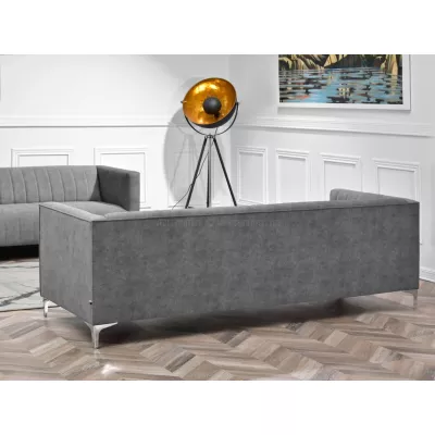 Dreisitzer-Sofa ALANZO – grau/chrom