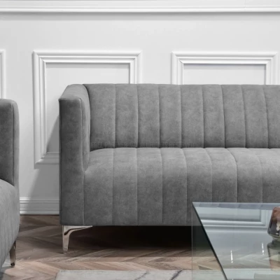 Dreisitzer-Sofa ALANZO – grau/chrom