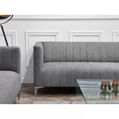 Dreisitzer-Sofa ALANZO – grau/chrom