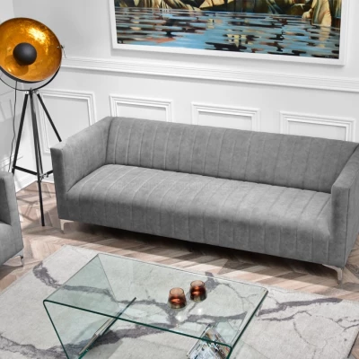 Dreisitzer-Sofa ALANZO – grau/chrom