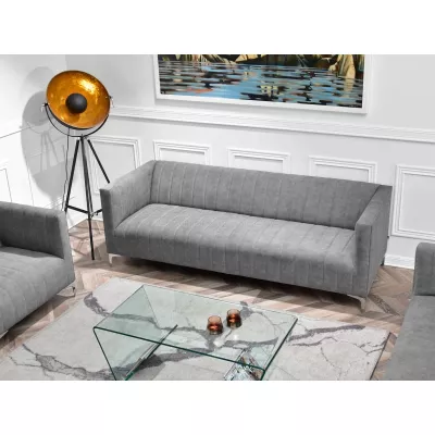 Dreisitzer-Sofa ALANZO – grau/chrom