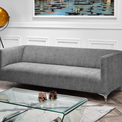 Dreisitzer-Sofa ALANZO – grau/chrom