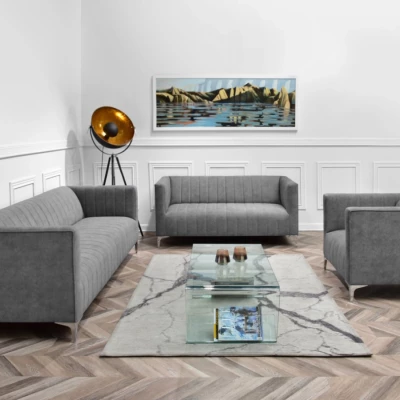 Zweisitzer-Sofa ALANZO – grau/chrom