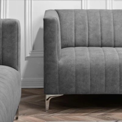 Zweisitzer-Sofa ALANZO – grau/chrom