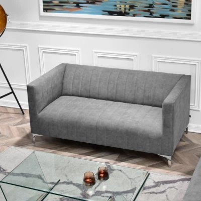 Zweisitzer-Sofa ALANZO – grau/chrom