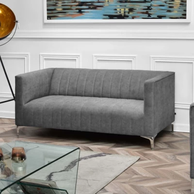 Zweisitzer-Sofa ALANZO – grau/chrom