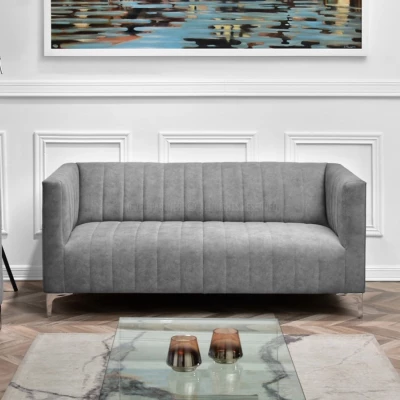 Zweisitzer-Sofa ALANZO – grau/chrom