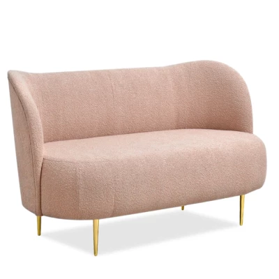 Zweisitzer-Sofa TOLA – Puderrosa/Gold