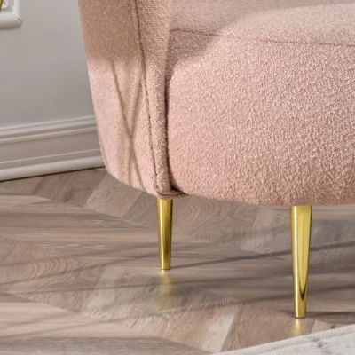 Zweisitzer-Sofa TOLA – Puderrosa/Gold