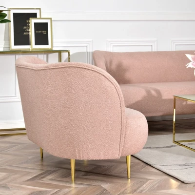 Zweisitzer-Sofa TOLA – Puderrosa/Gold