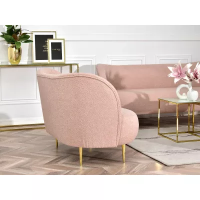 Zweisitzer-Sofa TOLA – Puderrosa/Gold