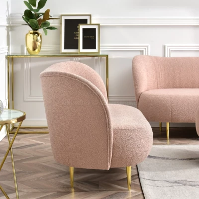 Zweisitzer-Sofa TOLA – Puderrosa/Gold