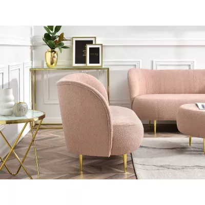Zweisitzer-Sofa TOLA – Puderrosa/Gold