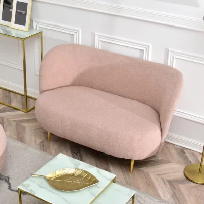 Zweisitzer-Sofa TOLA – Puderrosa/Gold