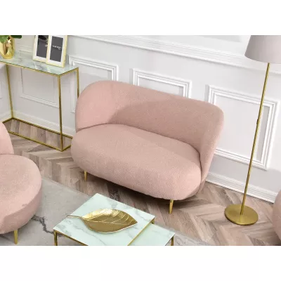 Zweisitzer-Sofa TOLA – Puderrosa/Gold