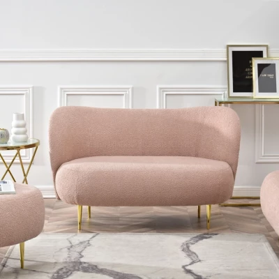 Zweisitzer-Sofa TOLA – Puderrosa/Gold