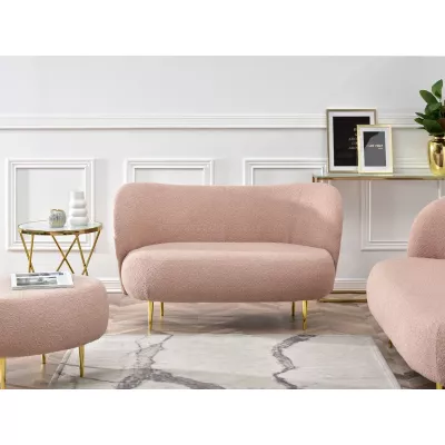 Zweisitzer-Sofa TOLA – Puderrosa/Gold