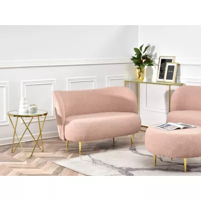 Zweisitzer-Sofa TOLA – Puderrosa/Gold