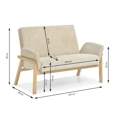 Zweisitzer EMERY – beige/eiche