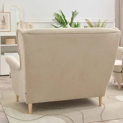 Zweisitzer-Ohrensessel DENIZ – Sand/Buche