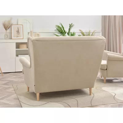 Zweisitzer-Ohrensessel DENIZ – Sand/Buche
