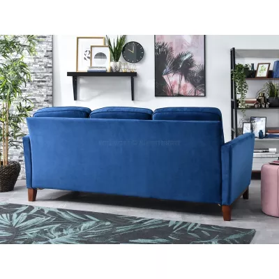 Schlafsofa NOHEMA – Dunkelblau/Walnuss