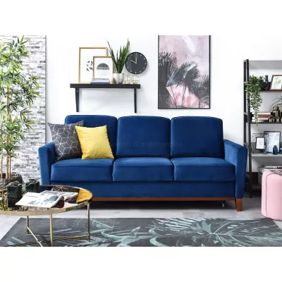 Schlafsofa NOHEMA – Dunkelblau/Walnuss