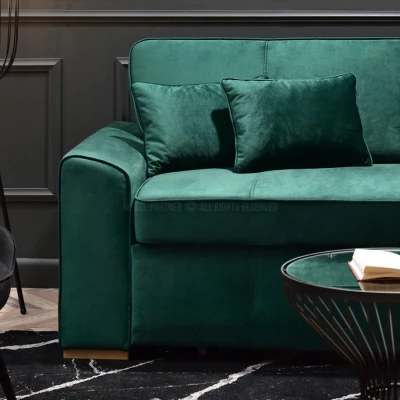 Zweisitzer-Sofa BENILDO – Smaragdgrün/Buche