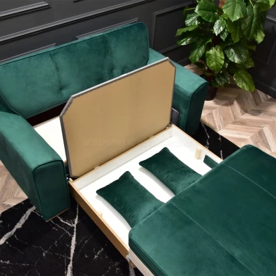 Zweisitzer-Sofa BENILDO – Smaragdgrün/Buche