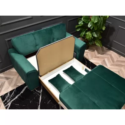 Zweisitzer-Sofa BENILDO – Smaragdgrün/Buche