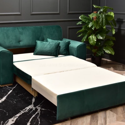 Zweisitzer-Sofa BENILDO – Smaragdgrün/Buche