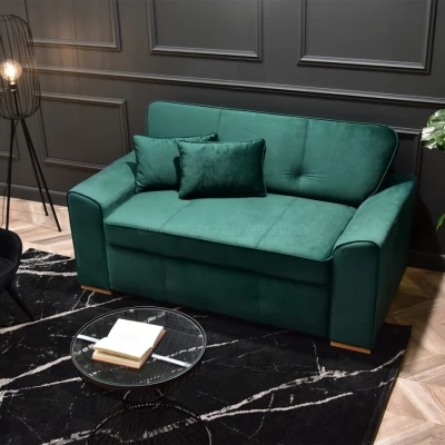 Zweisitzer-Sofa BENILDO – Smaragdgrün/Buche