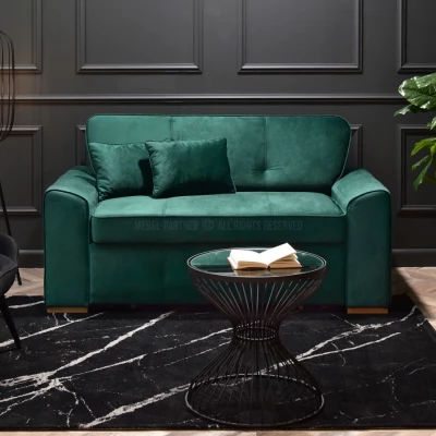 Zweisitzer-Sofa BENILDO – Smaragdgrün/Buche