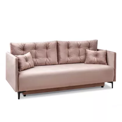 Sofa mit Stauraum NORGE - Puderrosa/Schwarz