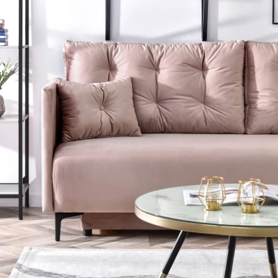 Sofa mit Stauraum NORGE - Puderrosa/Schwarz