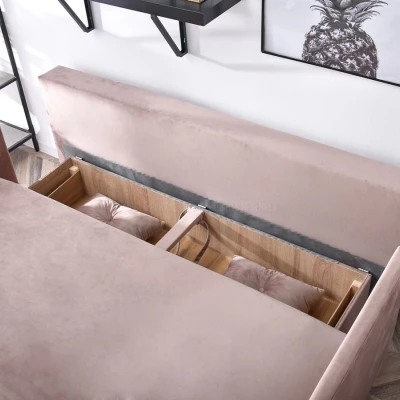 Sofa mit Stauraum NORGE - Puderrosa/Schwarz