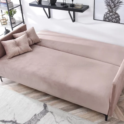 Sofa mit Stauraum NORGE - Puderrosa/Schwarz