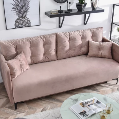 Sofa mit Stauraum NORGE - Puderrosa/Schwarz