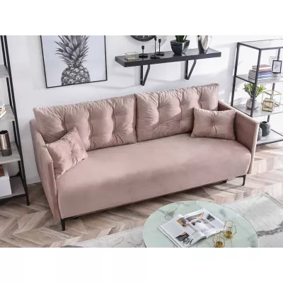 Sofa mit Stauraum NORGE - Puderrosa/Schwarz