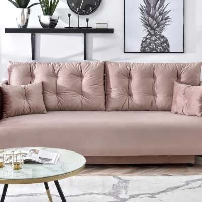 Sofa mit Stauraum NORGE - Puderrosa/Schwarz