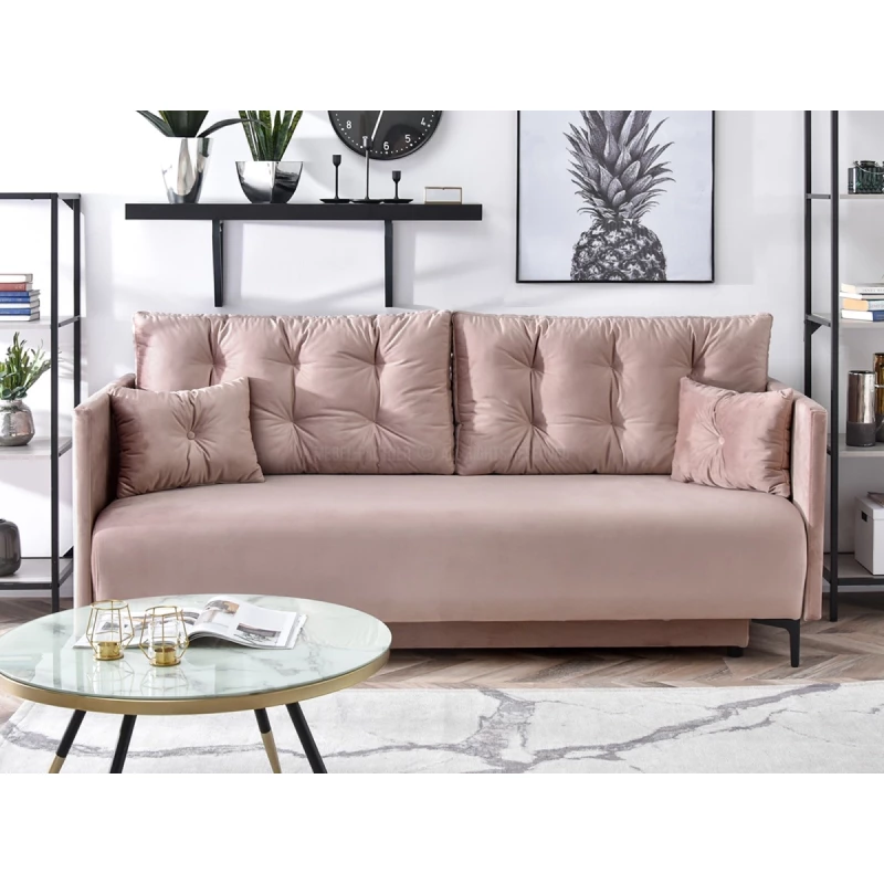 Sofa mit Stauraum NORGE - Puderrosa/Schwarz