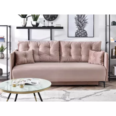 Sofa mit Stauraum NORGE - Puderrosa/Schwarz