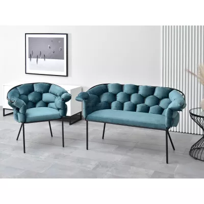 Designer-Sessel BARTOL – Türkis/Schwarz