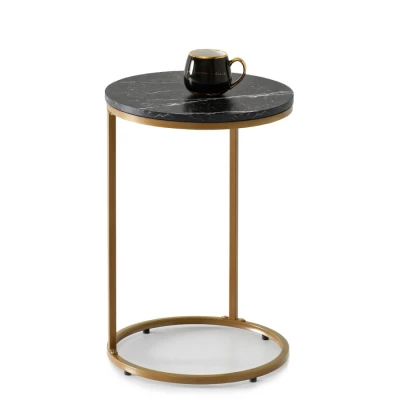 TENOCH Beistelltisch - Gold / schwarzer Marmor
