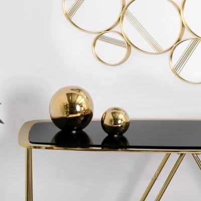 Konsolentisch LESTER - Schwarzglas / Gold