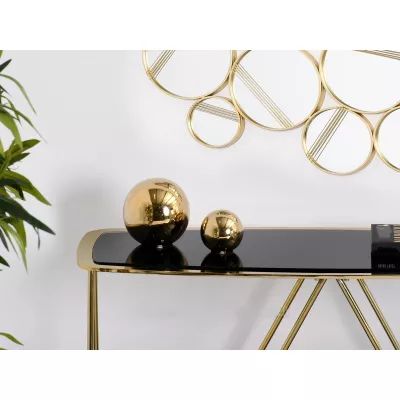 Konsolentisch LESTER - Schwarzglas / Gold