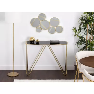 Konsolentisch LESTER - Schwarzglas / Gold