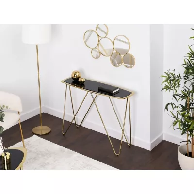 Konsolentisch LESTER - Schwarzglas / Gold